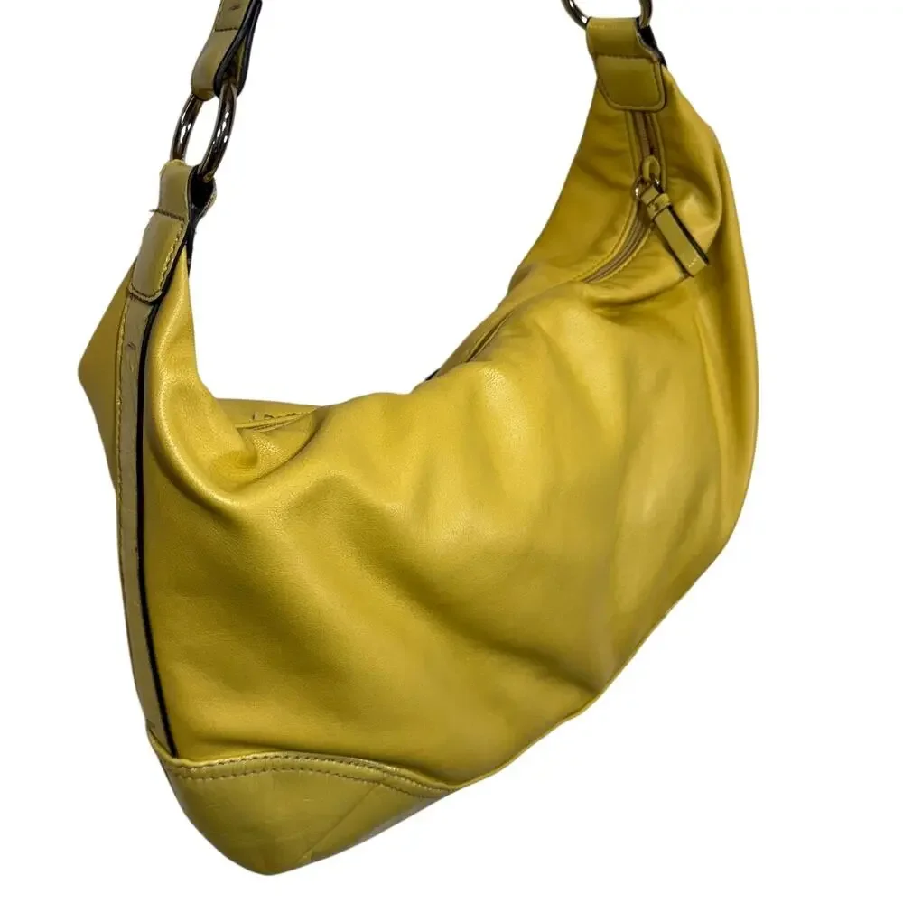 Nine & Co Yellow Handbag‎ Shoulder Bag Purse Faux Leather Retro Y2K Babydoll - Picture 2 of 12